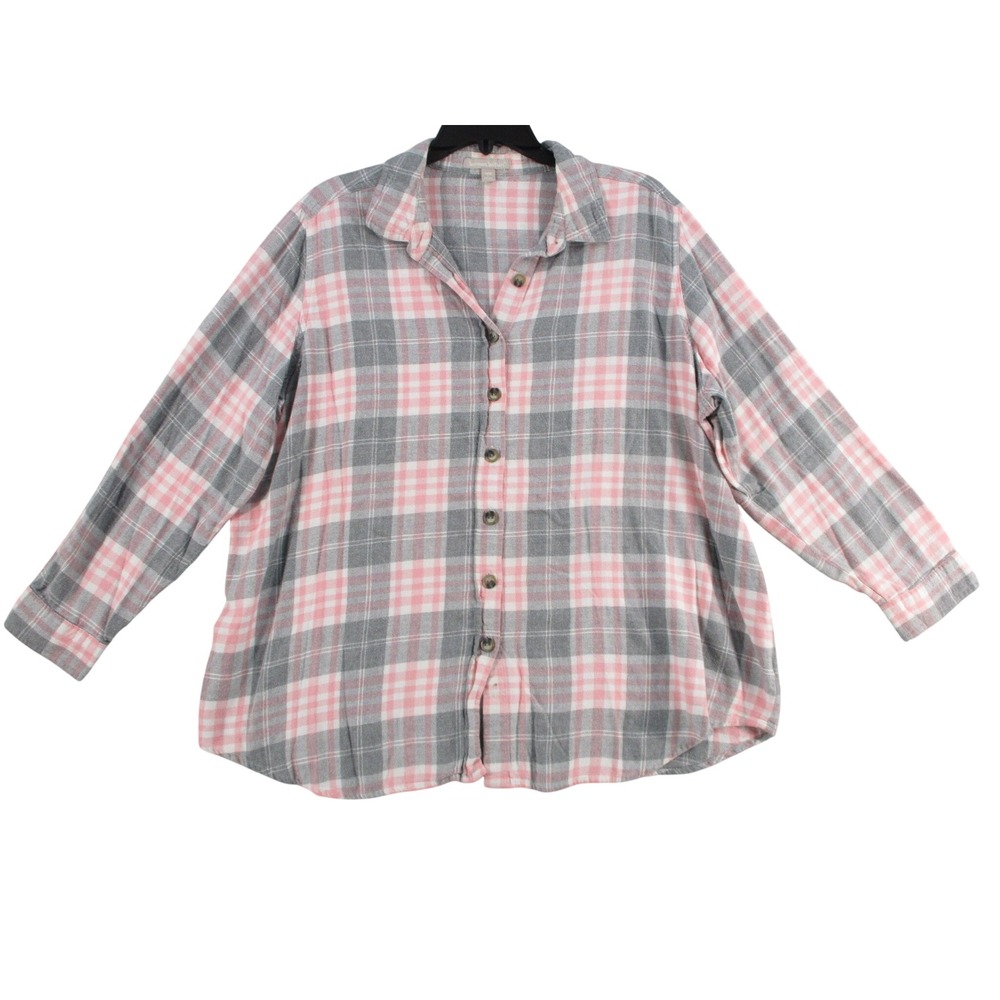 Banana Republic Womens Pink Gray Plaid Button Down Shirt Long Sleeve Size 18/20